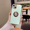 thumbnail image 1 of K-Lion Slim Case for iPhone 13 6.1 Inch, Plating Frame Soft TPU Metal Ring Holder Kickstand Function Raised Lips Full Protection Shockproof Anti-scratch Case for iPhone 13,Mint, 1 of 7