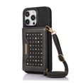 thumbnail image 1 of K-Lion Stylish Wallet Case for iPhone 14 Pro Max Flip Card Slots Diamond Bling Sparkle Design RFID Function Detachable Shoulder Strap Girls Women Purse Case For iPhone 14 Pro Max,Black, 1 of 9