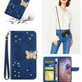 thumbnail image 1 of K-Lion Wallet Case for Samsung Galaxy A20s,Bling Diamond PU Leather Card Holder Flip Case Glossy Kickstand Shockproof Case Cover with Crossbody Lanyard Strap for Women Girls,Darkblue, 1 of 7