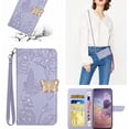 thumbnail image 1 of K-Lion Wallet Case for Samsung Galaxy A50,Bling Diamond PU Leather Card Holder Flip Case Glossy Kickstand Shockproof Case Cover with Crossbody Lanyard Strap for Women Girls,Lightpurple, 1 of 7