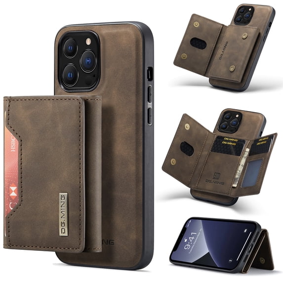 K-Lion Wallet Case for iPhone 14 Pro,Premium Business Style PU Leather Magnetic 2-In-1 Function Case Credit Card Slots Kickstand Shockproof Slim Phone Cover for Apple iPhone 14 Pro, Coffee