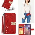 thumbnail image 1 of K-Lion Wallet Case for iPhone 7 / 8 / SE 2022 & 2020,Bling Diamond PU Leather Card Holder Flip Case Glossy Kickstand Shockproof Case Cover with Crossbody Lanyard Strap for Women Girls,Red, 1 of 7