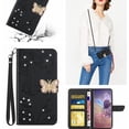 thumbnail image 1 of K-Lion Wallet Case for iPhone XR,Bling Diamond PU Leather Card Holder Flip Case Glossy Kickstand Shockproof Case Cover with Crossbody Lanyard Strap for Women Girls,Black, 1 of 7