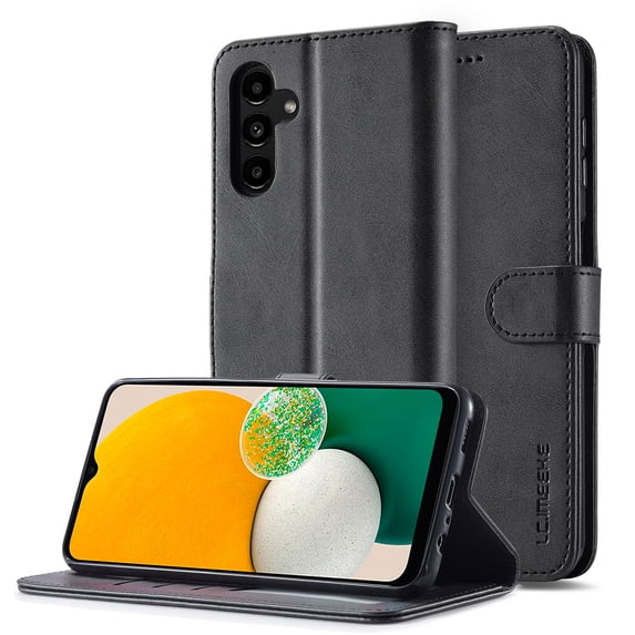 K-Lion for Samsung Galaxy A14 5G Leather Wallet Case with Card Slots Kickstand Magnetic Clasp Anti-Scratch Shockproof Case for Samsung A14 5G, Black