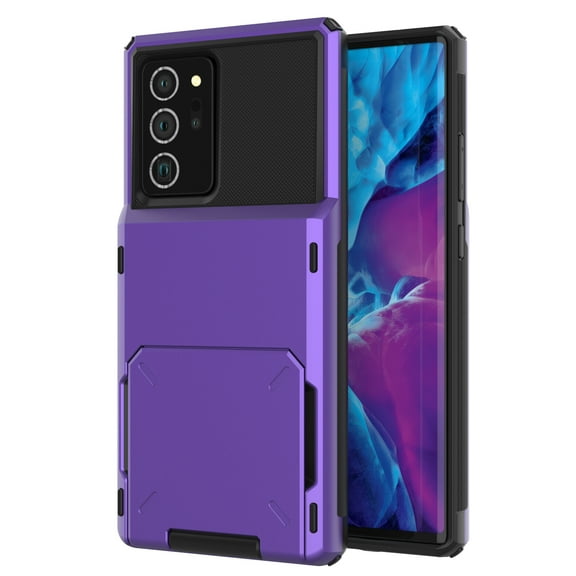 K-Lion for Samsung Galaxy Note20 Ultra Case with Card Holder, Hybrid Shockproof Rugged Protective Case for Samsung Note 20 Ultra,Purple