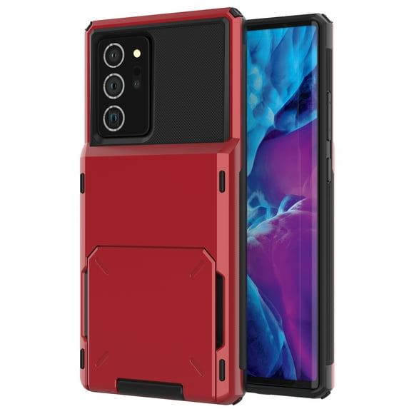 K-Lion for Samsung Galaxy Note20 Ultra Case with Card Holder, Hybrid Shockproof Rugged Protective Case for Samsung Note 20 Ultra,Red