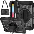thumbnail image 1 of K-Lion for iPad 10th Generation Case with Shoulder Strap, New iPad (2022) Case 10.9 inch with 360 Rotatable Kickstand Hand Strap Heavy Duty Shockproof Case for iPad 10th Gen 10.9",Black, 1 of 7