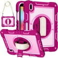 thumbnail image 1 of K-Lion for iPad 10th Generation Case with Shoulder Strap, New iPad (2022) Case 10.9 inch with 360 Rotatable Kickstand Hand Strap Heavy Duty Shockproof Case for iPad 10th Gen 10.9",Rose, 1 of 7