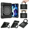thumbnail image 1 of K-Lion for iPad Pro 11 inch & iPad Air 4th/5th Heavy Duty Rugged Case, 3 Layers Multi-Functional Ring Bracket Pencil Holder Kickstand Shockproof Armor Silicone Case,Black, 1 of 10