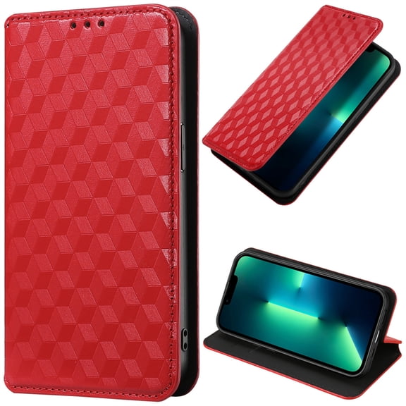 K-Lion for iPhone 11,Elegant Business PU Leather Magnetic Closure Shockproof Protective Case Hybrid Kickstand Soft TPU Bottom Bumper Cover Case for Men Women,Red