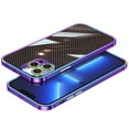 thumbnail image 1 of K-Lion for iPhone 13 Pro Max Slim Case, Stainless Steel Frame + Carbon Fiber Back + Metal Lens Cover Camera Lens Protector Anti-Scratch Wear Resistance Shockproof Durable Case, Purple, 1 of 12