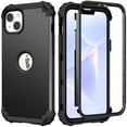 thumbnail image 1 of K-Lion iPhone 14 6.1 Inch 2022 Luxury Heavy Duty Protective Case [3 Layers] Hybrid Rugged Rubber Heavy Duty Shockproof Protection Cover for Apple iPhone 14, Black, 1 of 9