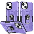 thumbnail image 1 of K-Lion for iPhone 14 6.1 Inch Case with 360° Rotating Ring Holder Stand, Heavy Duty Kickstand Magnetic Car Mount Slim Military Grade Shockproof Durable Hybrid Case for iPhone 14,Purple, 1 of 9
