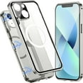 thumbnail image 1 of K-Lion for iPhone 14 Clear Case with Strong Magnetic Support Wireless Charging, Clear Back Plating Frame All-Inclusive Lens Protector Anti-Fingerprint Anti-Scratch Shockproof Case, Silver, 1 of 7