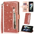 thumbnail image 1 of K-Lion for iPhone 14 Plus Glitter Wallet Case, Bling Sparkly PU Leather Zipper Flip Shockproof Protective Case Card Slots Kickstand Full Phone Cover with Strap for Women Girls,Rosegold, 1 of 6