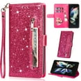 thumbnail image 1 of K-Lion for iPhone 14 Plus Glitter Wallet Case, Bling Sparkly PU Leather Zipper Flip Shockproof Protective Case Card Slots Kickstand Full Phone Cover with Strap for Women Girls,Rose, 1 of 6