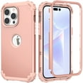 thumbnail image 1 of K-Lion iPhone 14 Pro 2022 Luxury Heavy Duty Protective Case [3 Layers] Hybrid Rugged Rubber Heavy Duty Shockproof Protection Cover for Apple iPhone 14 Pro, Rosegold, 1 of 9