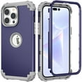 thumbnail image 1 of K-Lion iPhone 14 Pro 2022 Luxury Heavy Duty Protective Case [3 Layers] Hybrid Rugged Rubber Heavy Duty Shockproof Protection Cover for Apple iPhone 14 Pro, Darkblue, 1 of 9