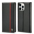 thumbnail image 1 of K-Lion for iPhone 14 Pro 6.1 inch 2022 Folio Case, Carbon Fiber Flexible TPU Kickstand Card Slots Cash Pocket Magnetic Buckle Full Protetcion Shockproof Flip Case for iPhone 14 Pro, Vertical Line, 1 of 8