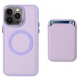 thumbnail image 1 of K-Lion for iPhone 14 Pro Max Magnetic Card Holder Case, Slim Liquid Silicone Skin-Feel Removable Card Slot Magnetic Compatible with MagSafe Shockproof Anti-Scratch Soft Case,Purple, 1 of 9