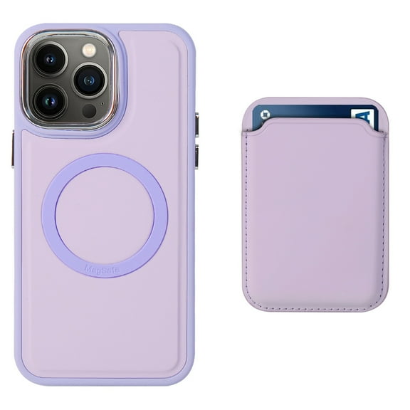 K-Lion for iPhone 14 Pro Max Magnetic Card Holder Case, Slim Liquid Silicone Skin-Feel Removable Card Slot Magnetic Compatible with MagSafe Shockproof Anti-Scratch Soft Case,Purple