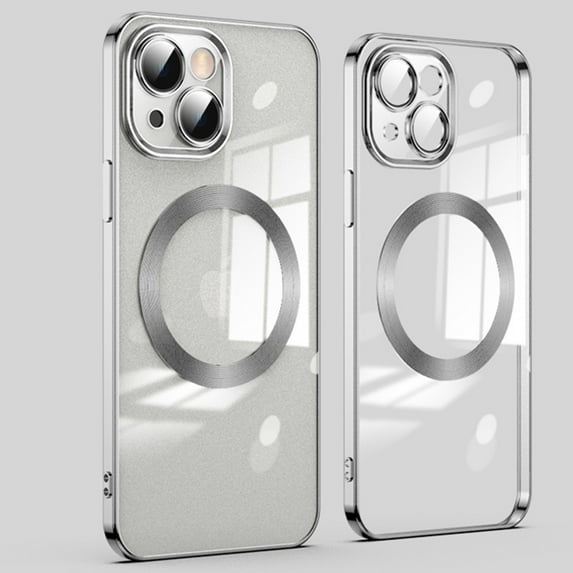 K-Lion for iPhone 15 Plus Case Slim Fit Case,Crystal Mag Safe Magnetic Plating Clear Case Fashion Lightweight Shockproof Protective Phone Cover for iPhone 15 Plus 6.7 Inch,Silver