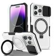 thumbnail image 1 of K-Lion for iPhone 15 Pro Case with Screen Protector,Mag Safe Magnetic Ring Holder Stand Shockproof Protective Case Military Grade Drop Protection Bumper Cover Case for iPhone 15 Pro,White + Black, 1 of 10