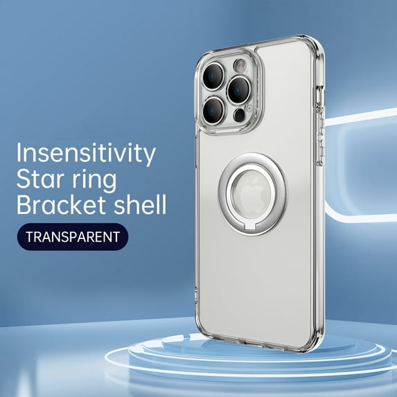 K-Lion for iPhone 15 Pro Max 6.7" 2023 Slim Fit Case,Fashion Ultra Thin Matte Shockproof Ring Holder Kickstand Translucent Case Anti-Scratch Full Lens PC Phone Cover for Apple iPhone 15 Pro Max, Clear