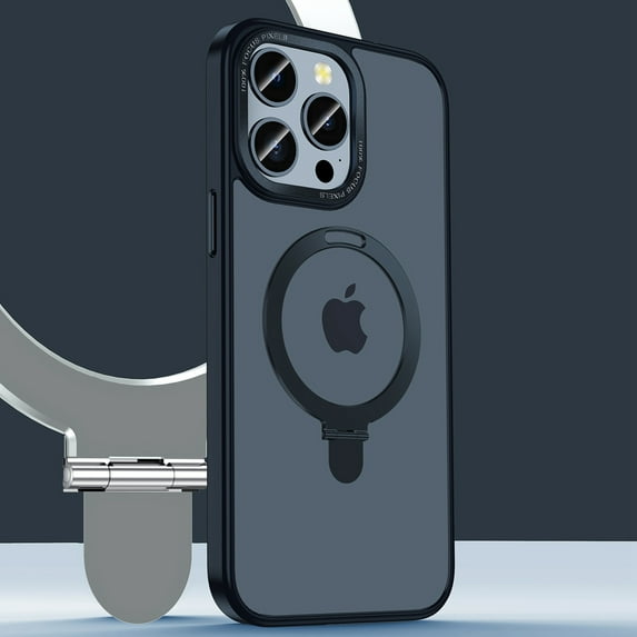 K-Lion for iPhone 15 Pro Slim Case ,Mag Safe Magnetic Translucent Ring Holder Stand Shockproof Protective Case Ultra Thin Lightweight Matte Case Cover for iPhone 15 Pro,Black