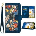 thumbnail image 1 of K-Lion for iPhone 7 / 8 / SE 2022 & 2020 Wallet Case, Fashion Flower Floral Pattern Crossbody Strap Wristband Leather Case Luxury Satnd Shockproof Protective Phone Cover ,Darkblue, 1 of 1