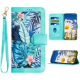 thumbnail image 1 of K-Lion for iPhone 8 Plus/7 Plus Wallet Case, Fashion Flower Floral Pattern Crossbody Strap Wristband Leather Case Luxury Satnd Shockproof Protective Phone Cover for iPhone 8 Plus/7 Plus ,Green, 1 of 1