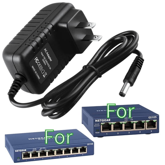 K-MAINS 12V 1A DC Adapter Compatible With Netgear GS105 GS108 Gigabit Switch Charger Power Supply
