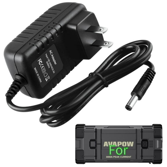 K-MAINS 12V AC/DC Adapter Compatible with AVAPOW A28 A08 A18 A58 A68 A 28 A 58 A 68 2000A 3000A 4000A 6000A Car Jump Starter 12 V Lithium Ion Li-Ion Battery Booster Switching Power Supply Charger PSU
