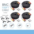 thumbnail image 1 of K-MAINS 4-Pack 150 Feet Pre-Made All-in-One Siamese BNC Video and Power CCTV Security Camera Cable with Two Female Connectors Compatible for 960H & HD-CVI Camera and DVR (SCABLEHD150B-4pack), 1 of 5
