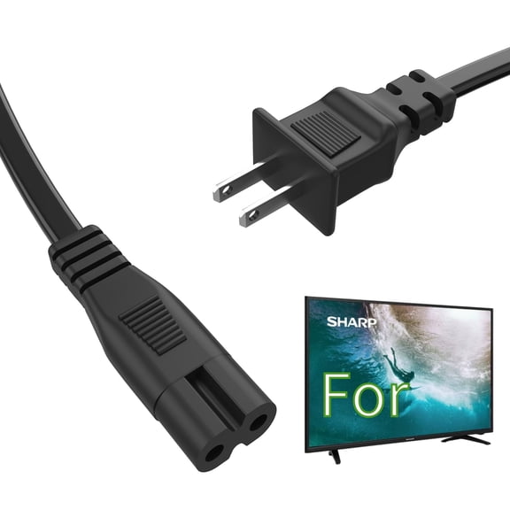 K-MAINS 6ft/1.8m UL 2 Prong AC Power Adapter Charger Cord Cable Plug Compatible With Sharp TV LC-40LB480U