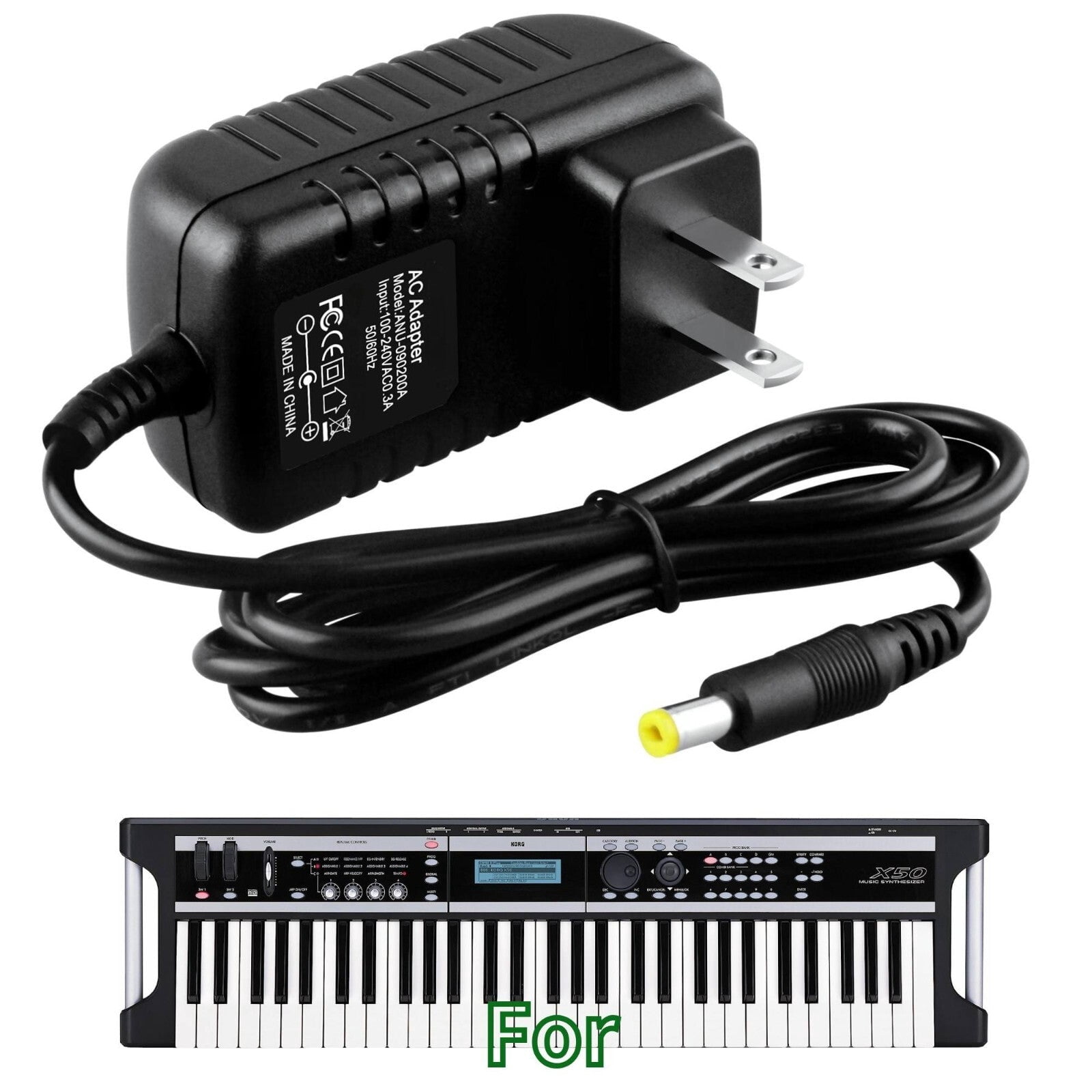 K-MAINS AC/DC Adapter Compatible With KORG X50 61-Key microX Music