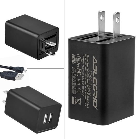 K-MAINS Global 2 USB Ports AC/DC Adapter Replacement for Motorola SPN5504A SKN5004A SPN5505A Two USB-Port Travel Charger + Micro USB Cable ECOMOTO ECO MOTO Power Supply