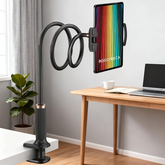 K-MT 【38.7inch/98cm】 Tablet Phone Holder Bed Gooseneck Mount, Mount Holder Clip with Grip Flexible Long Arm Compatible for ipad iPhone/Switch/Samsung Tabs/Kindle Fire HD K-MT(Black)