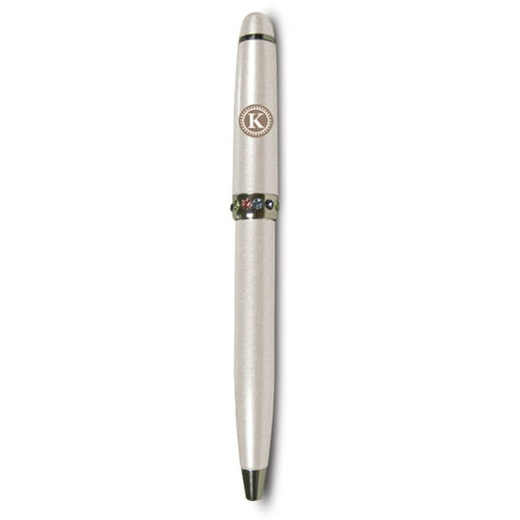Pavilion Gift Company - "K" Monogrammed Pearl Pen - 4.25" with Colored Gems
