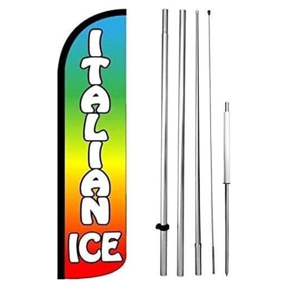 K-Musculo Italian Ice - Windless Feather Swooper Flag Banner Sign Kit Rainbow z-h