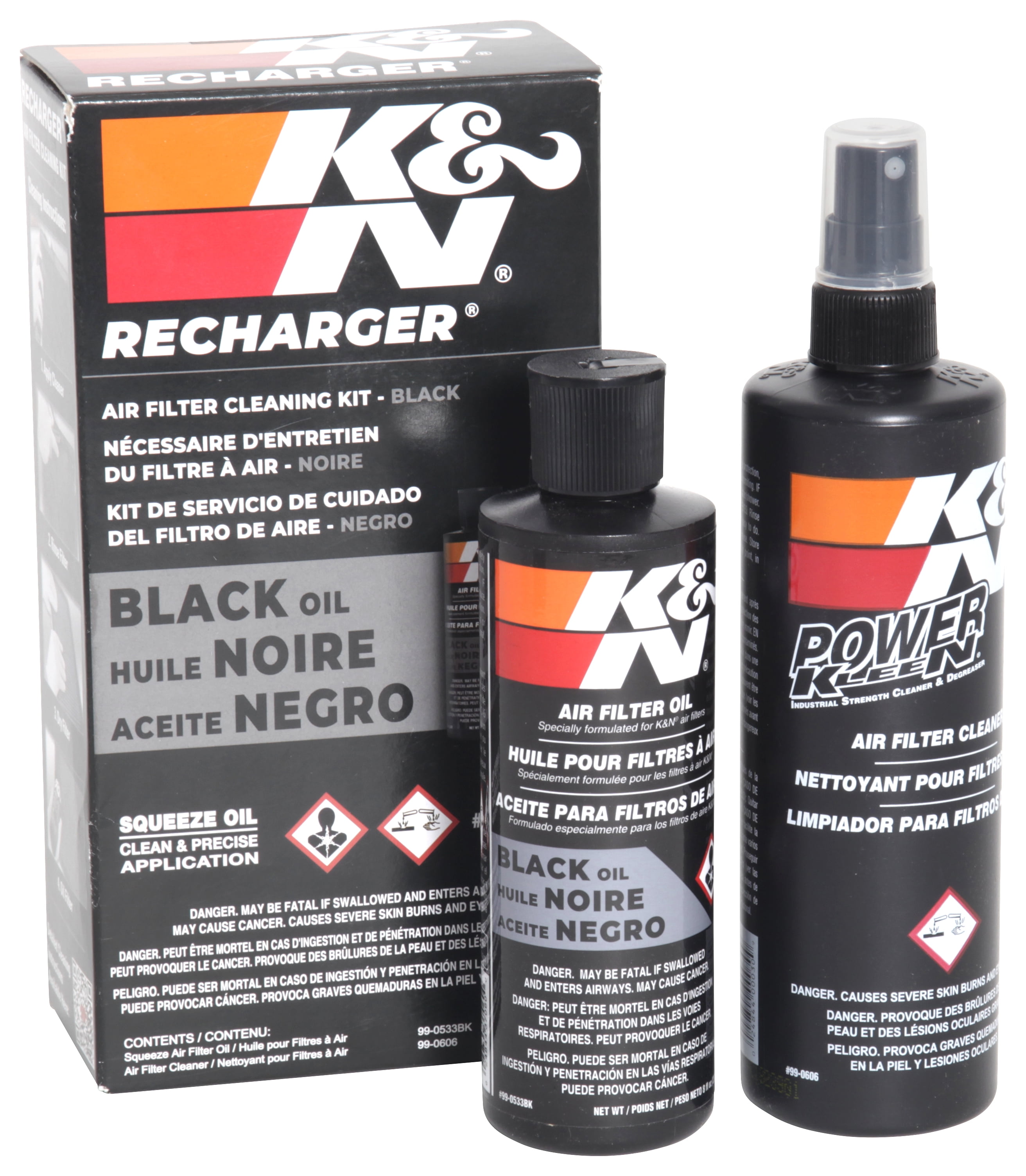 K N Air Filter Cleaning Kit Squeeze Bottle Filter Cleaner and Black Oil Kit Restores Engine Air Filter Performance Service Kit 99 5050BK