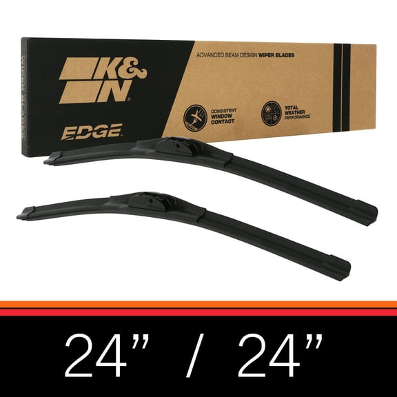 K&N EDGE Wiper Blades: All Weather Performance, Superior Windshield Contact, Streak-Free Wipe Technology: 24"/24" (Pack of 2)
