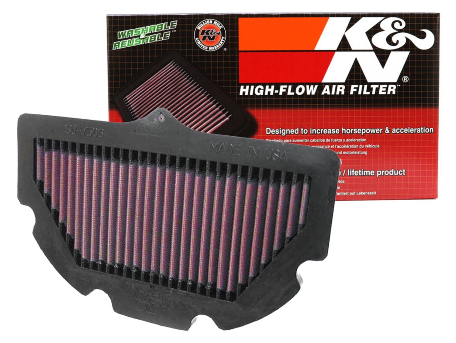 K&N Performance Powersports High-Flow Engine Air Filter: Washable, Multi-Layer Protection, Engineered to Boost Horsepower, SU-7506