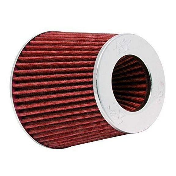 K&N Universal Air Filter Chrome Round Tapered Red 4in ID x 1.125in L x 5.5in H (Multi Lingual) RG-1001RD-L