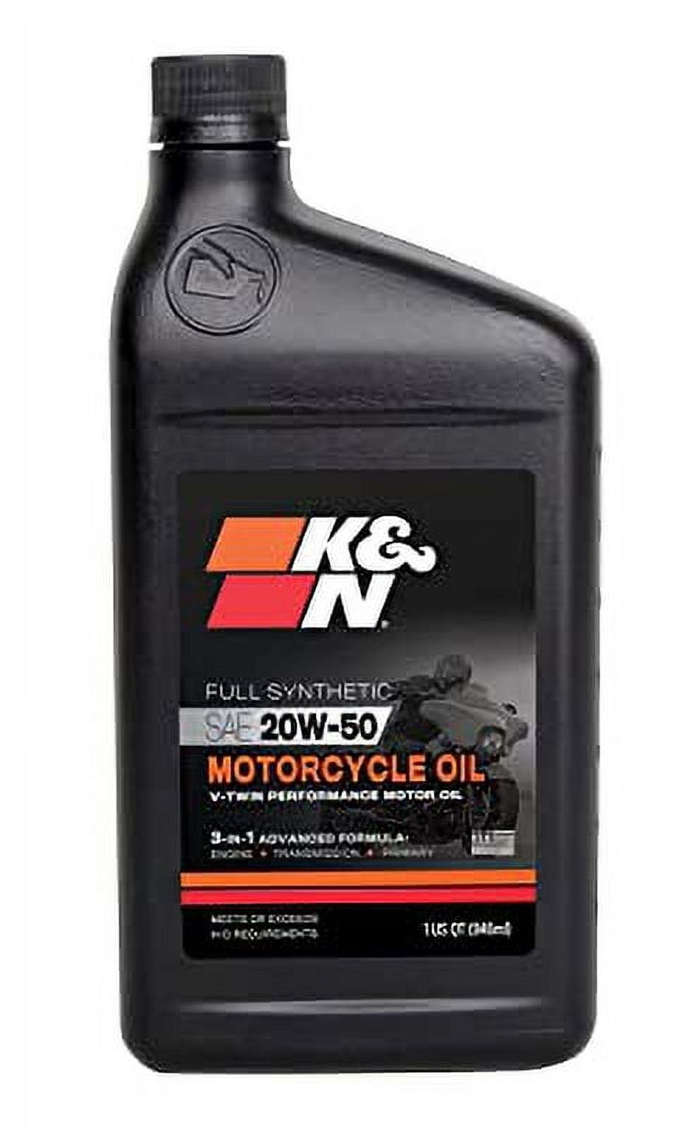 K&N Full Syntheteic Motorcylce/Atv Oil: 20W-50 Synthetic Oil: Premium Engine Protection, 1 Qt 108063