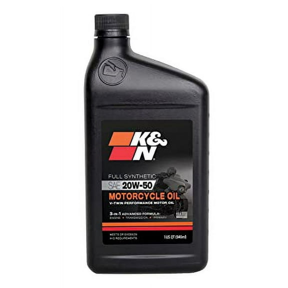 K&N Full Syntheteic Motorcylce/Atv Oil: 20W-50 Synthetic Oil: Premium Engine Protection, 1 Qt 108063
