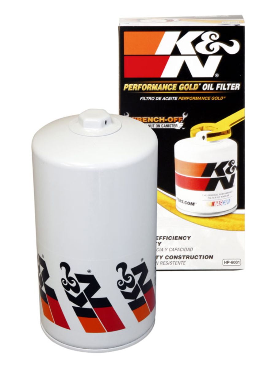 K&N Performance Oil Filter: 20,000 Mile Premium Engine Protection, Higher Oil Flow Rates, Compatible with All Oils, Optimized for Synthetic Oils, HP-6001