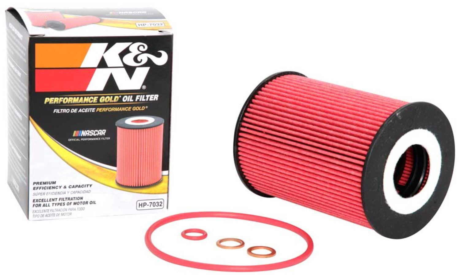 K&N Performance Oil Filter: 20,000 Mile Premium Engine Protection, Higher Oil Flow Rates, Compatible with All Oils, Optimized for Synthetic Oils, HP-7032