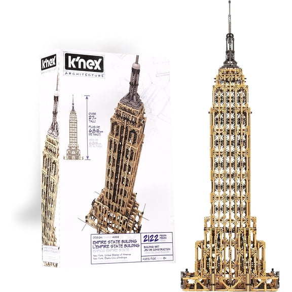 KNEX Architecture - Empire State Building - New Building Set for Adults & Kids 9+ - 2122 Pieces - Over 2 Feet High - Exclusive