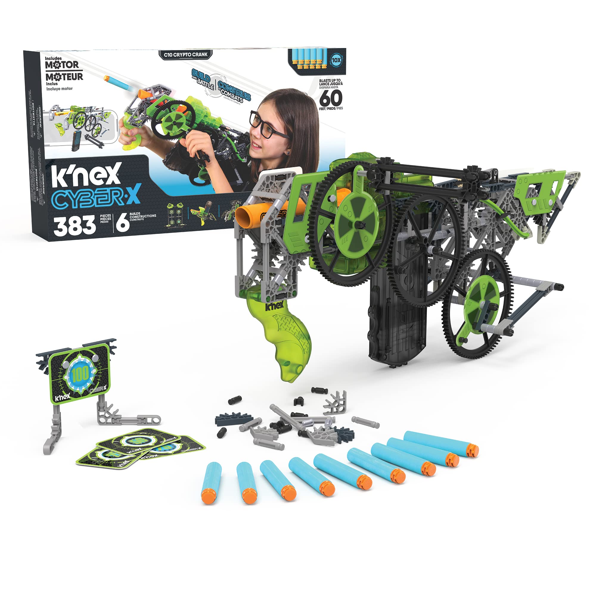 K'NEX Cyber-X C10 Crypto Crank with Motor - Blasts up to 60